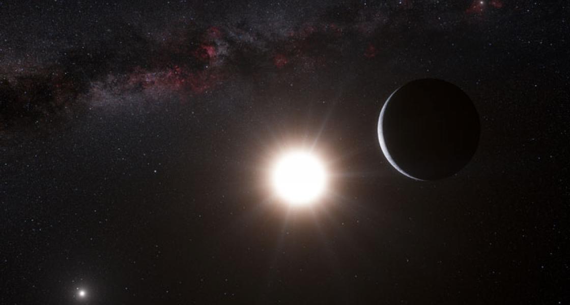 Artist's conception of a recently discovered planet orbiting the star Alpha Centauri B.