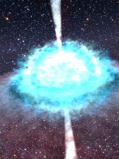 An illustration of a glowing sphere of stellar debris.