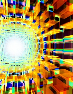 Artist’s concept of the quantum building blocks of a laser.