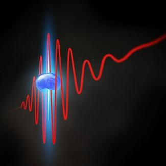 Long-wavelength mid-infrared light interacting with argon atoms.
